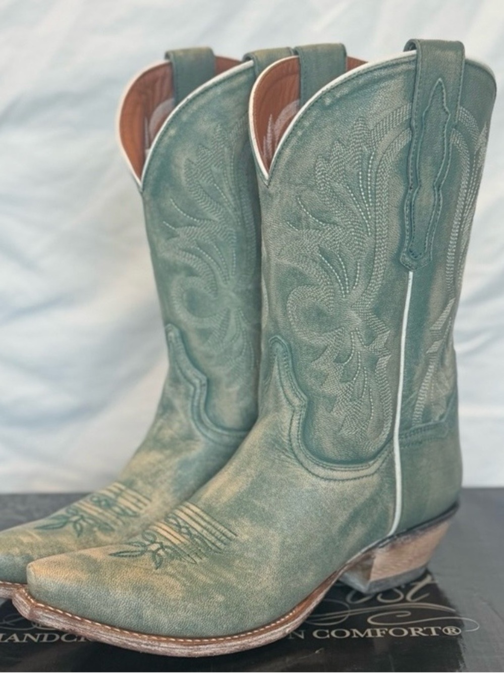 Dan Post Green Embroidered Western Cowboy Boots